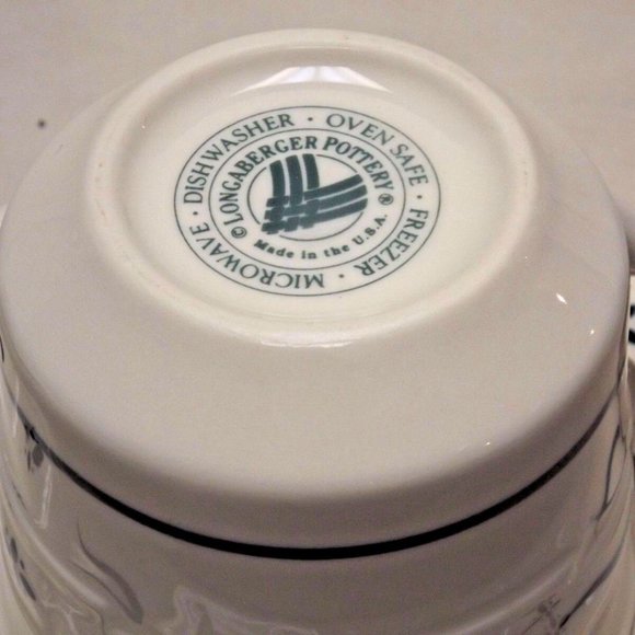 Longaberger Pottery Set of 2 Woven Traditions  Heritage Green Cups & Saucers - Picture 9 of 12